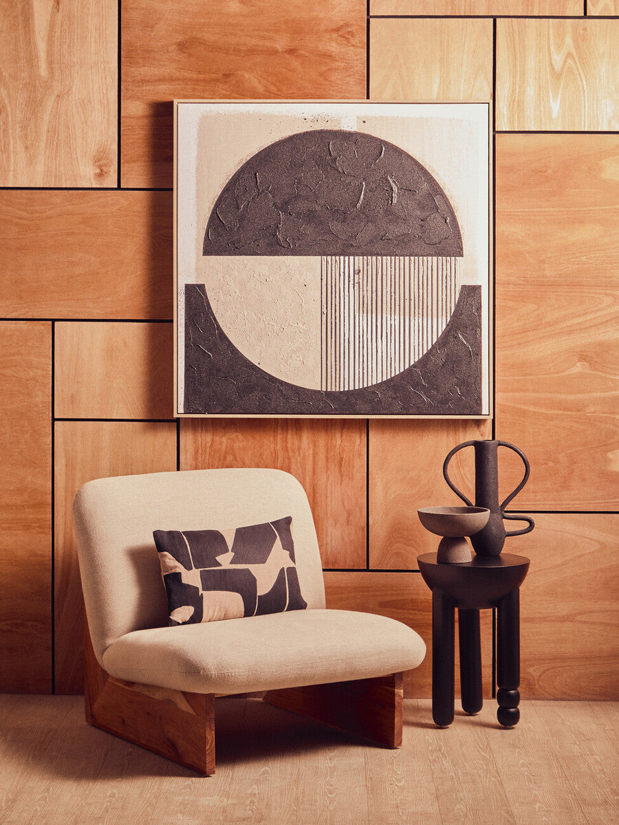 Parova Cream Linen Textured Armless Chair With Wood Base - PN Home