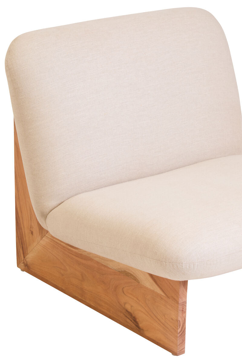 Parova Cream Linen Textured Armless Chair With Wood Base - PN Home