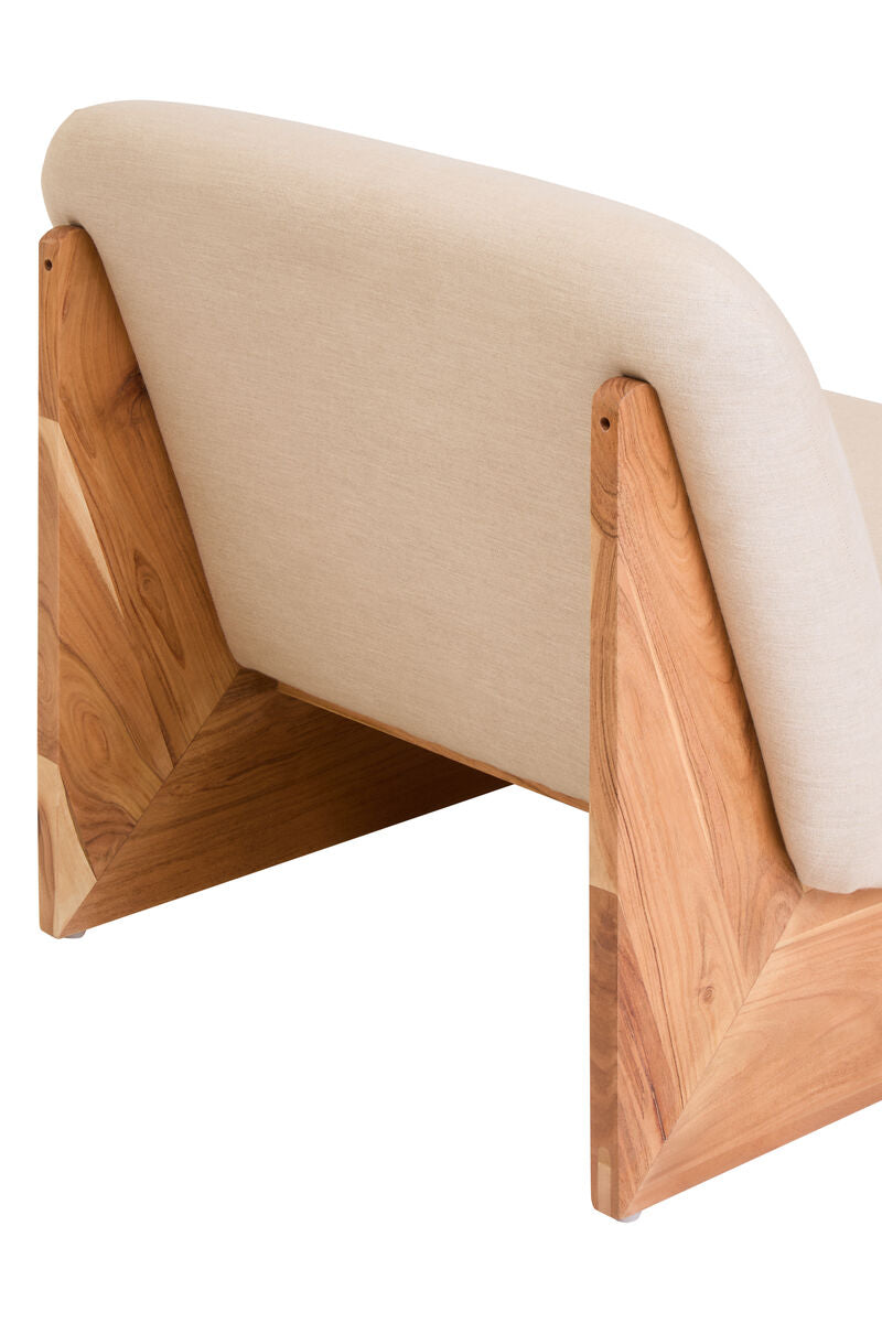 Parova Cream Linen Textured Armless Chair With Wood Base - PN Home