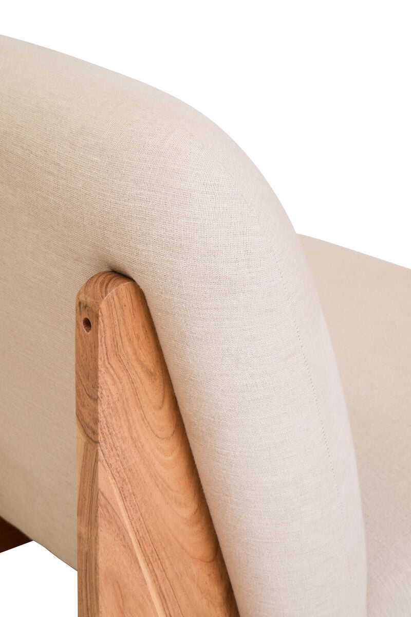 Parova Cream Linen Textured Armless Chair With Wood Base - PN Home