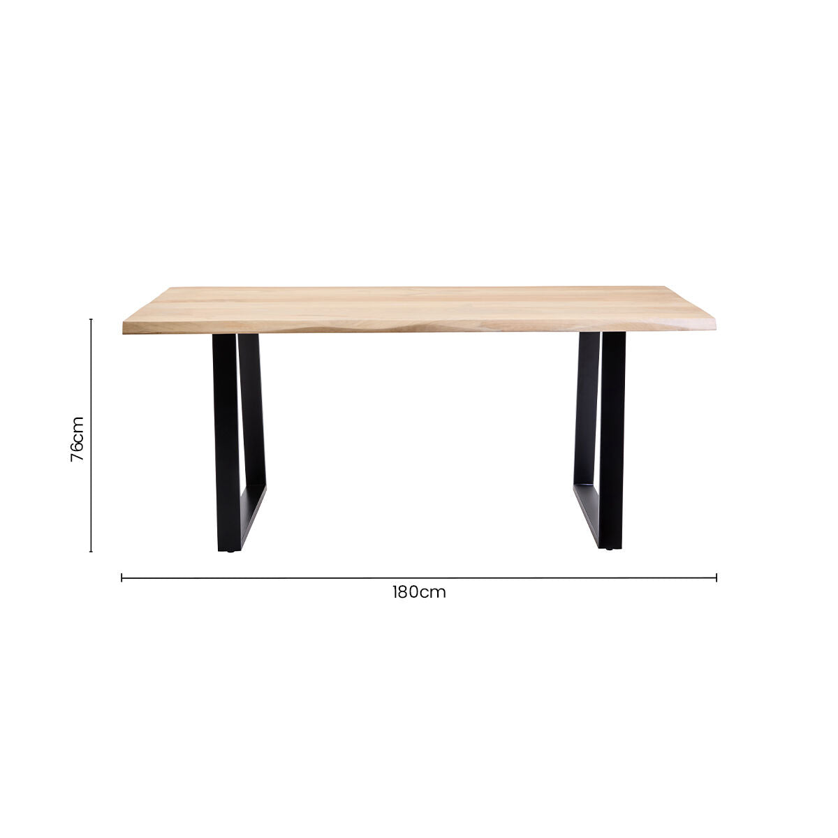 Natural Two-Tone Live Edge Mango Wood Dining Table with Black Metal Legs, Perdoba - PN Home