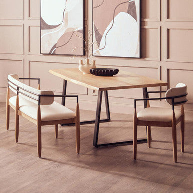 Persolo Mango Wood Live Edge Black Metal legs Dining Table - PN Home