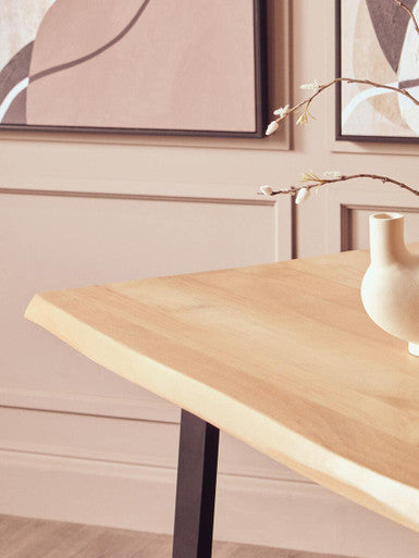 Persolo Mango Wood Live Edge Black Metal legs Dining Table - PN Home