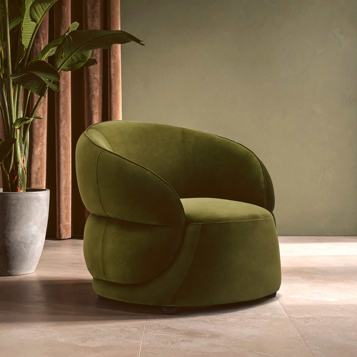 Darla Forest Green Curved Velvet Chair - PN Home
