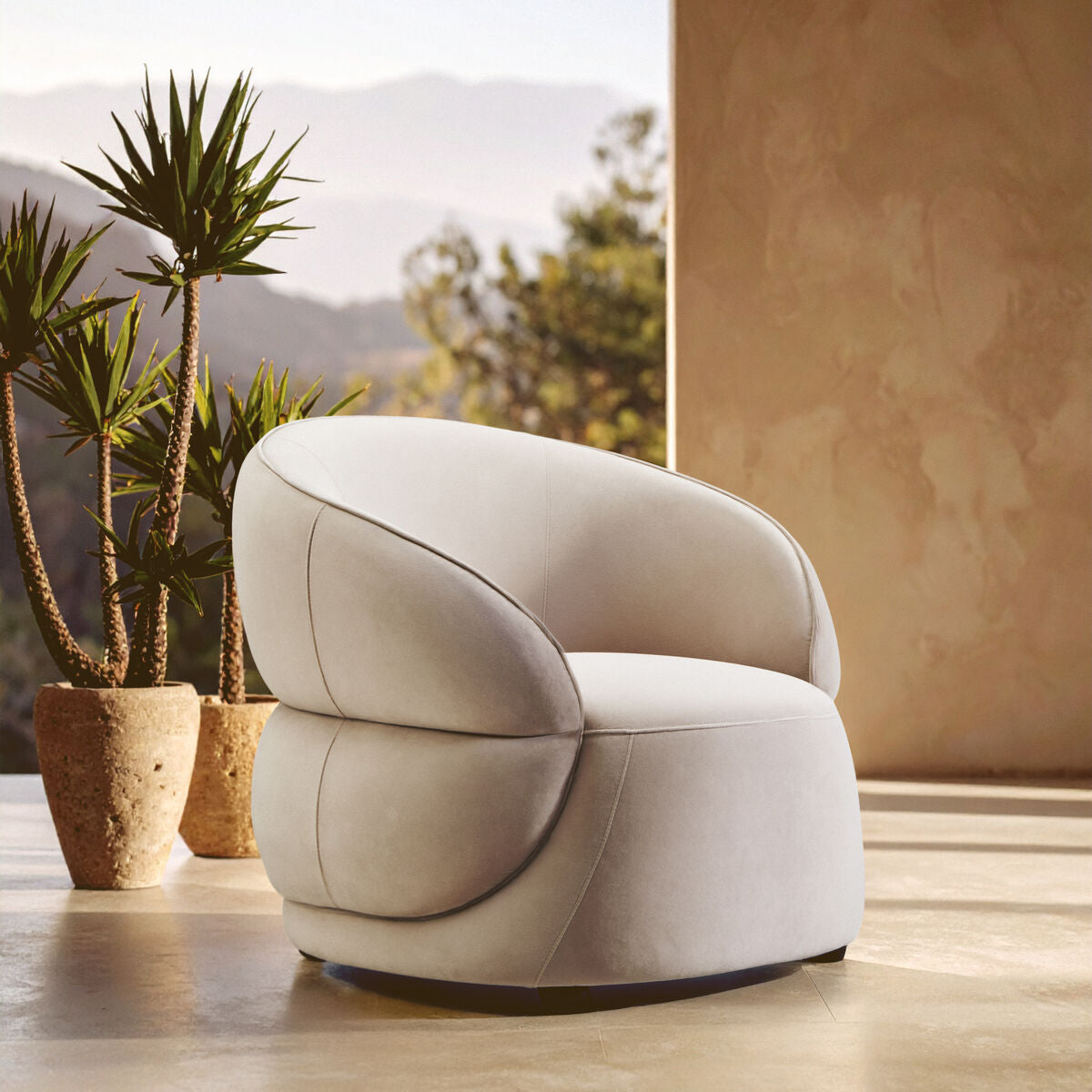 Darla Stone Velvet Curved Chair - PN Home