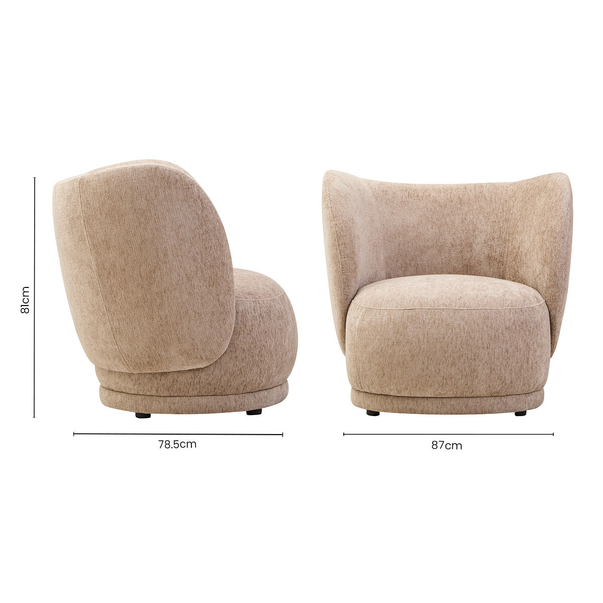 Delray Deep Stone Chenille Curved Chair - PN Home