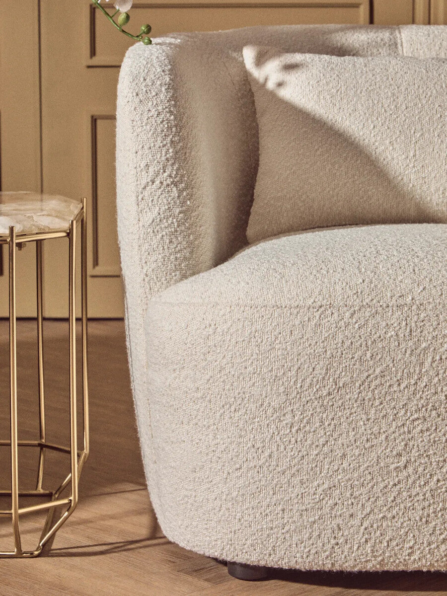 Bruge Textured Cream Curved Chair - PN Home