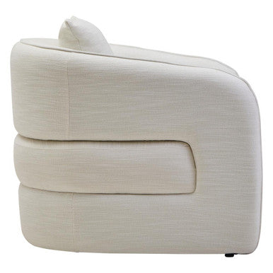 Bilani Cream Linen Effect Curved Chair - PN Home