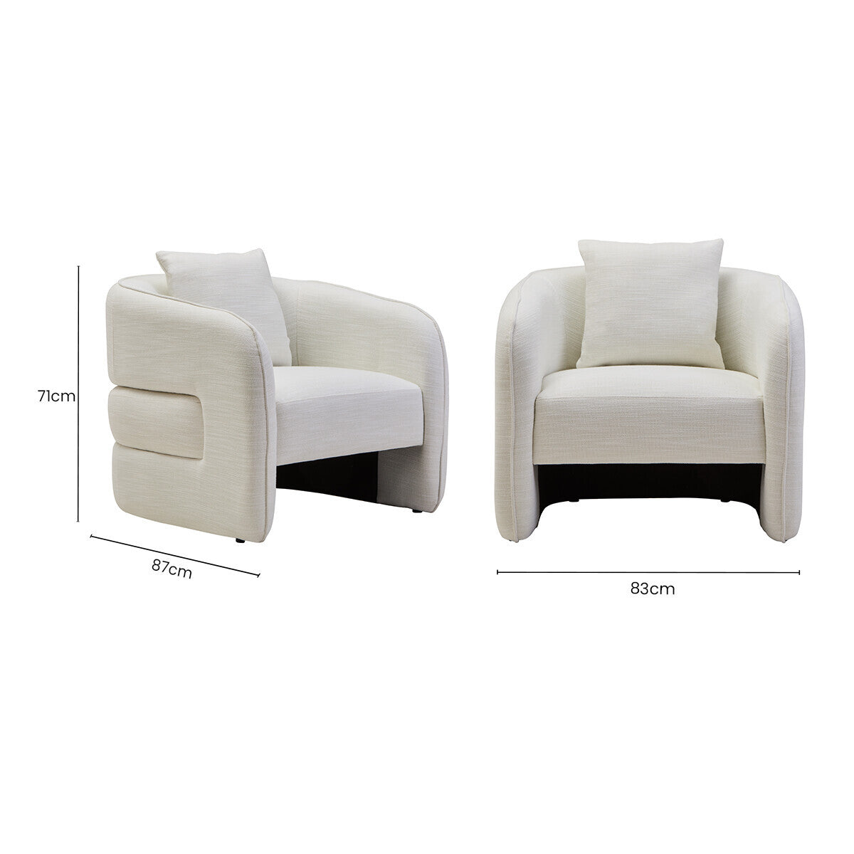 Bilani Cream Linen Effect Curved Chair - PN Home