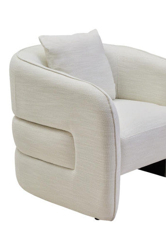 Bilani Cream Linen Effect Curved Chair - PN Home