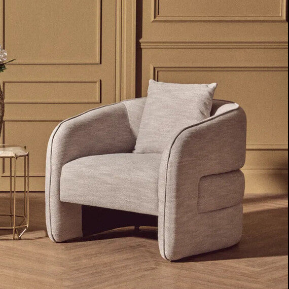 Bilani Grey Linen Effect Curved Chair - PN Home