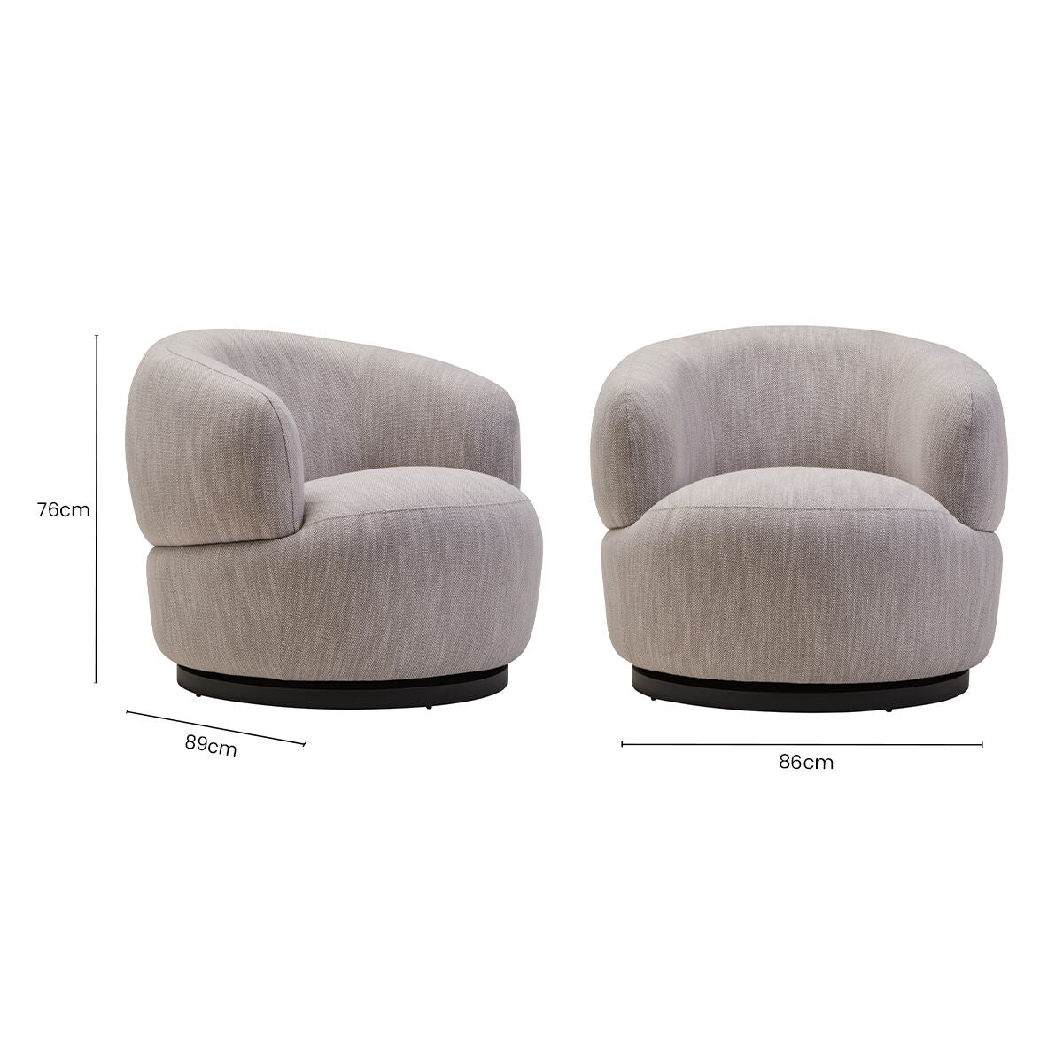 Bordo Textured Grey Curved Swivel Chair