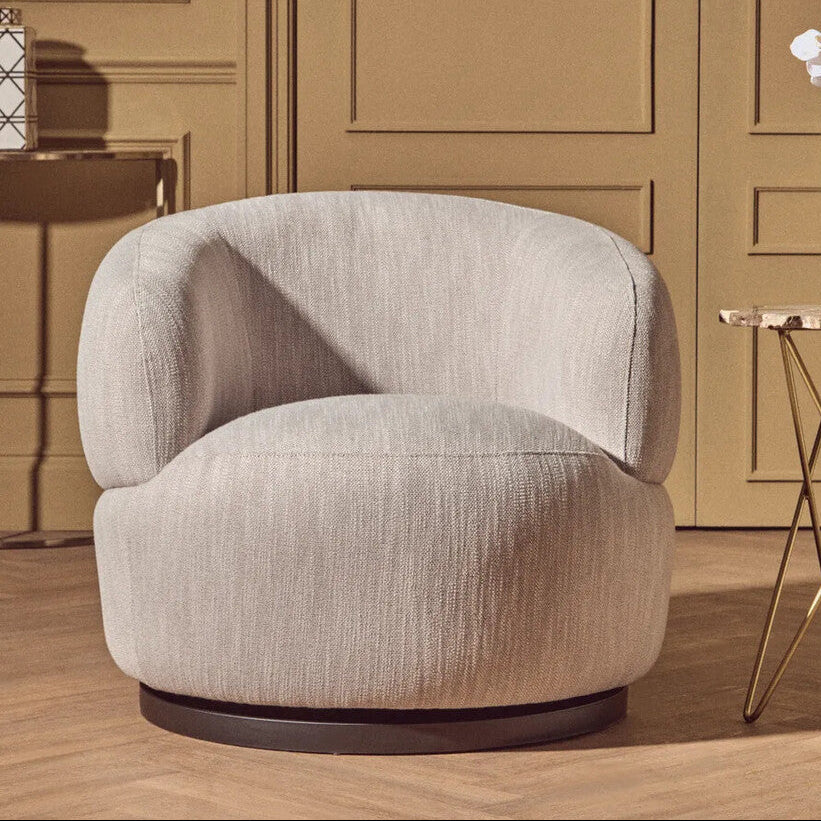 Bordo Textured Grey Curved Swivel Chair - PN Home