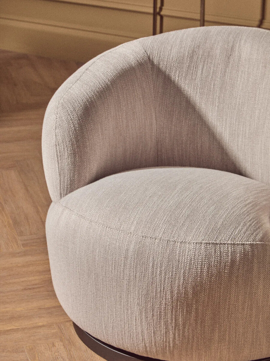 Bordo Textured Grey Curved Swivel Chair - PN Home