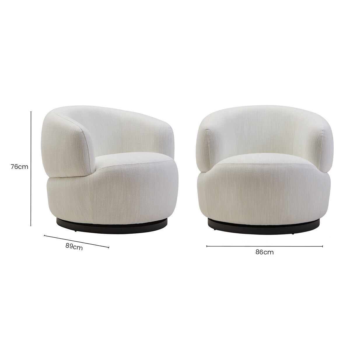Bordo Textured Cream Curved Swivel Chair - PN Home