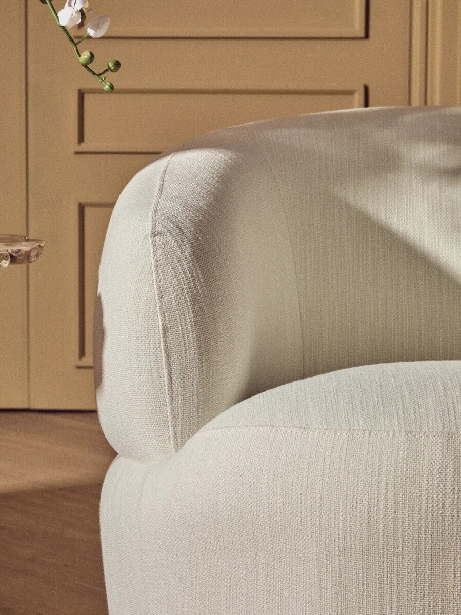 Bordo Textured Cream Curved Swivel Chair - PN Home