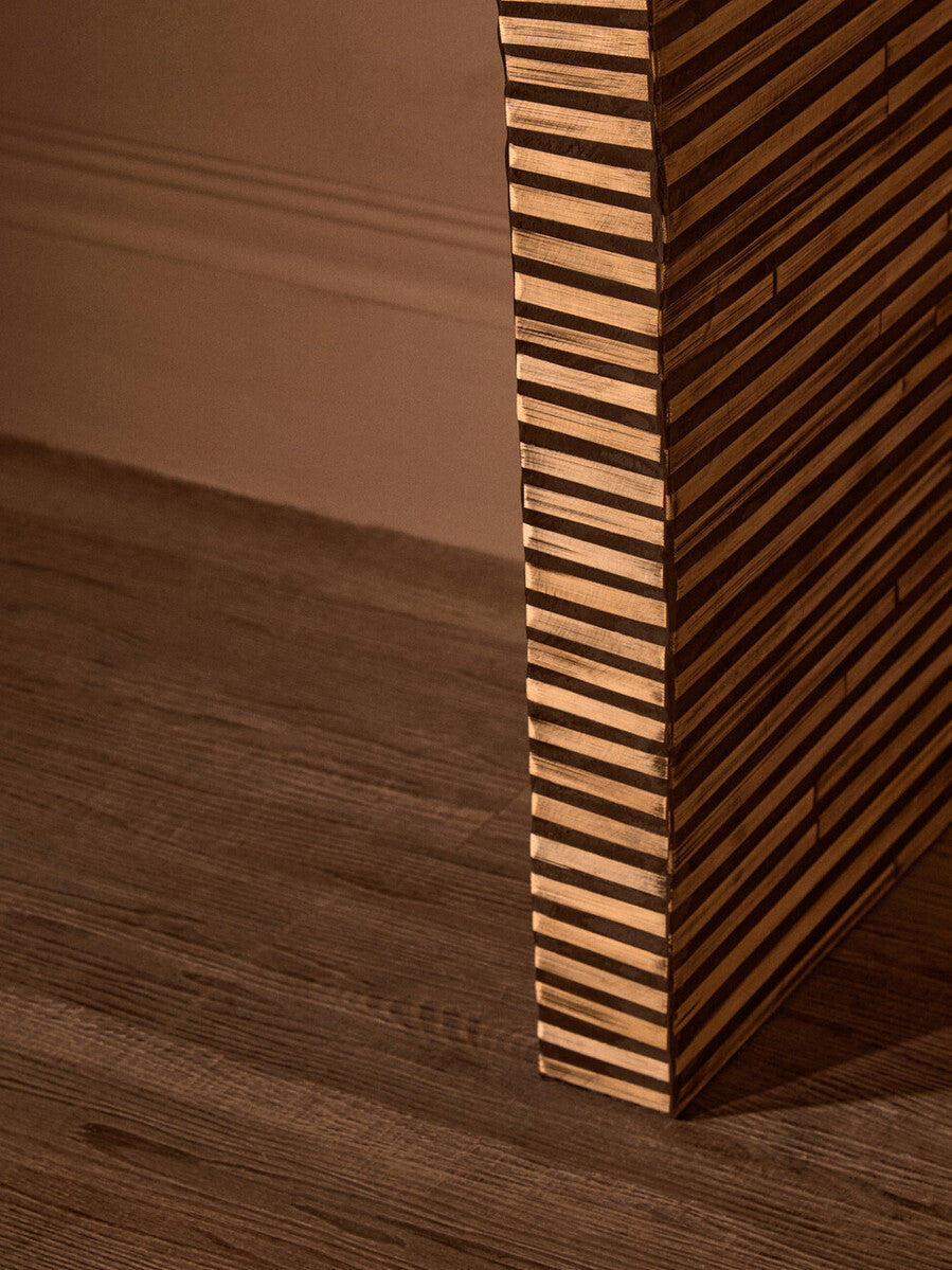 Bambusa Bamboo Inlay Curved Console Table