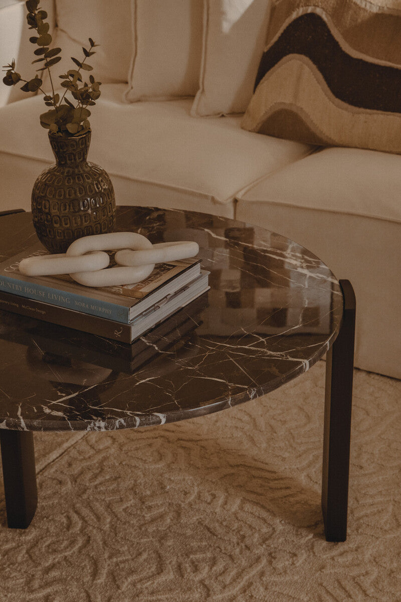 Palermo Round Black Marble Top Large Coffee Table - PN Home