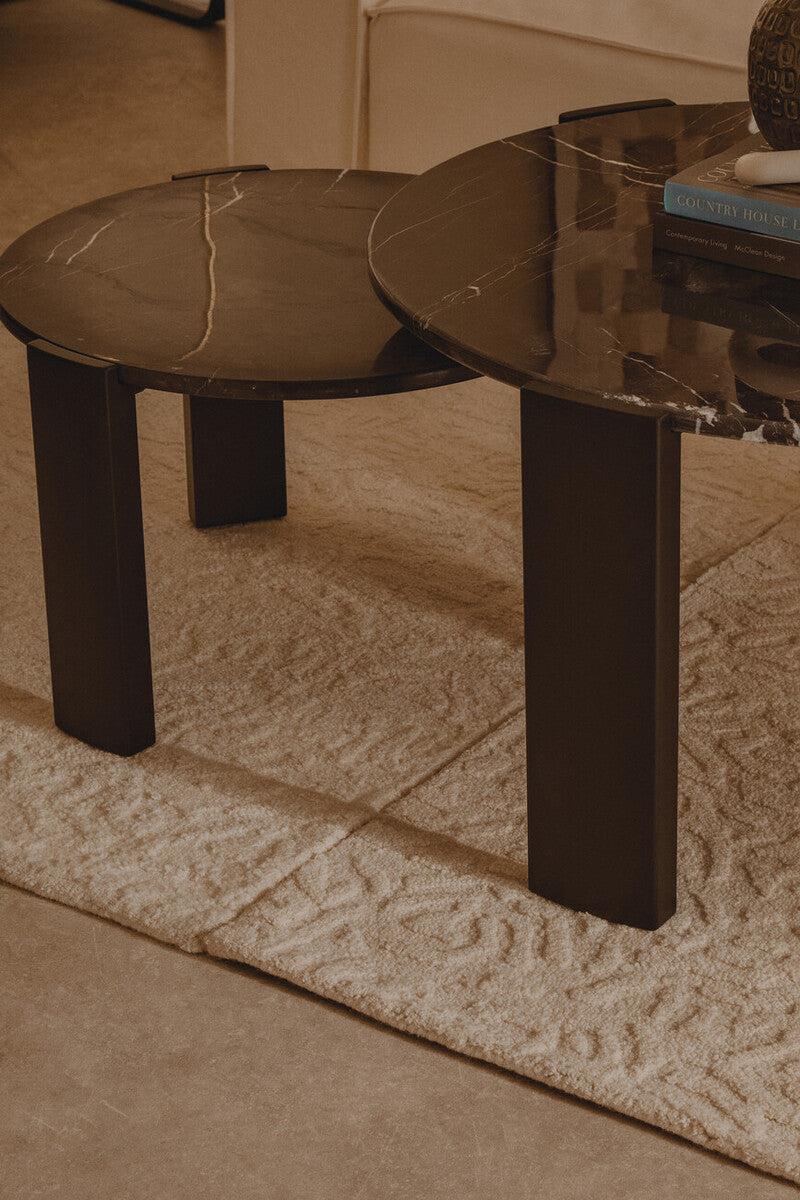 Palermo Round Black Marble Top Large Coffee Table - PN Home