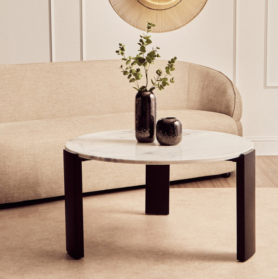 Palermo Round White Marble Top Large Coffee Table - PN Home