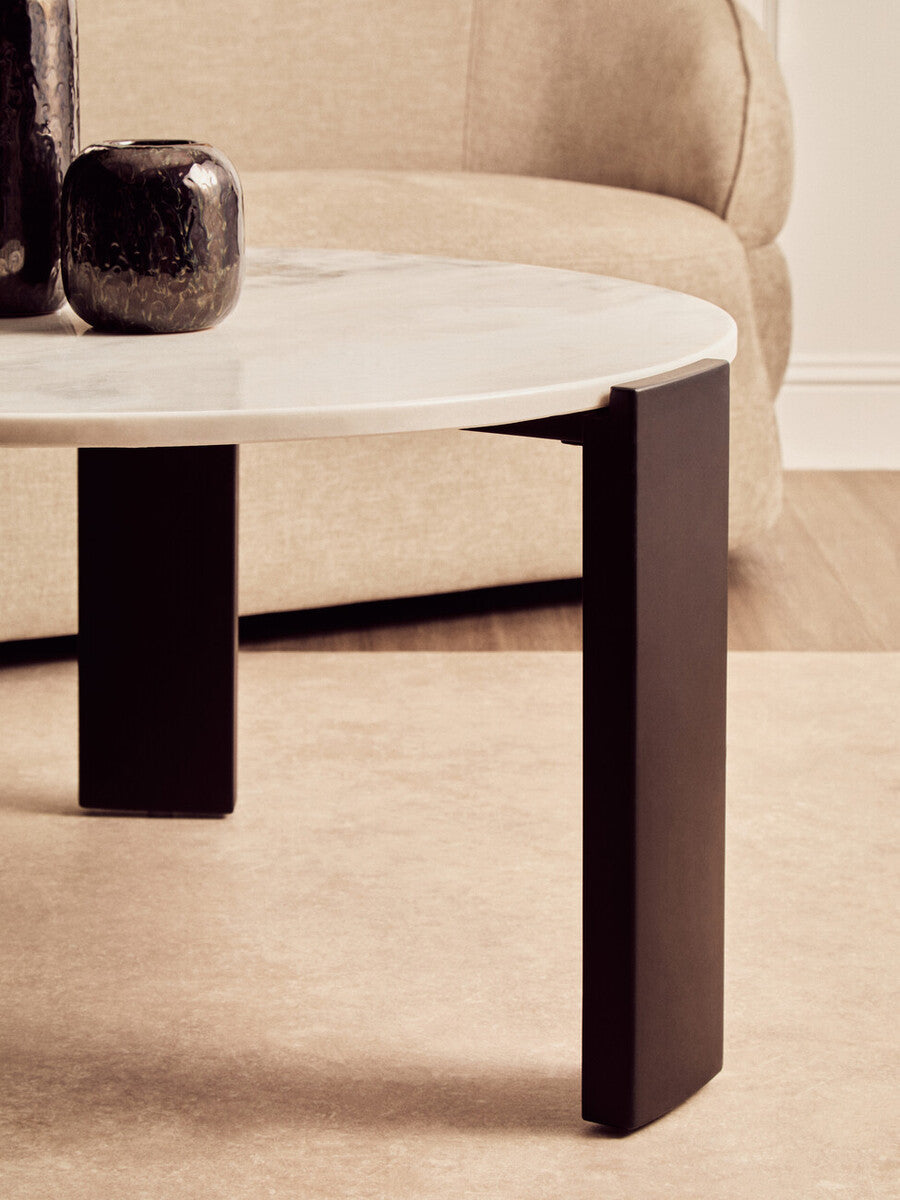 Palermo Round White Marble Top Large Coffee Table - PN Home