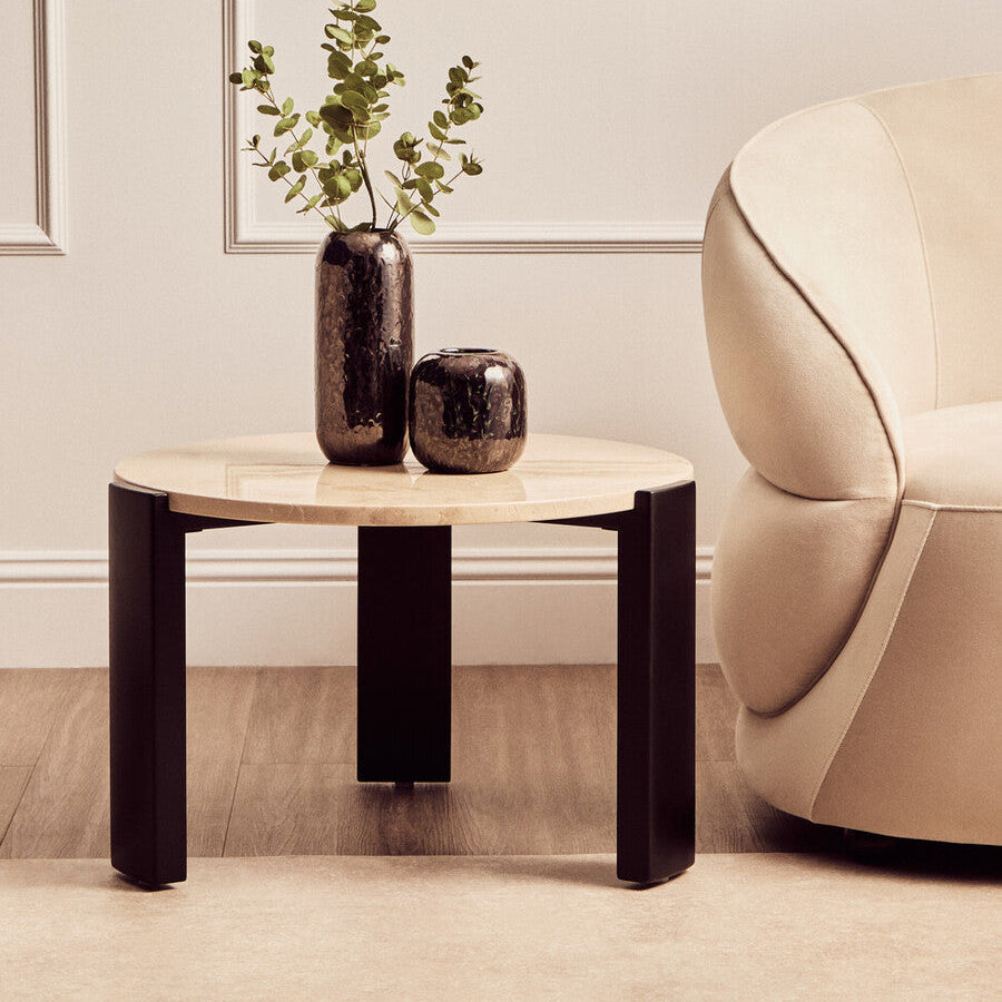 Palermo Round Cream Marble Top Small Coffee Table - PN Home