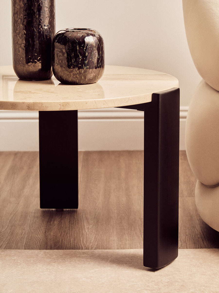 Palermo Round Cream Marble Top Small Coffee Table - PN Home