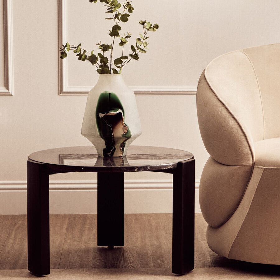 Palermo Round Black Marble Top Small Coffee Table