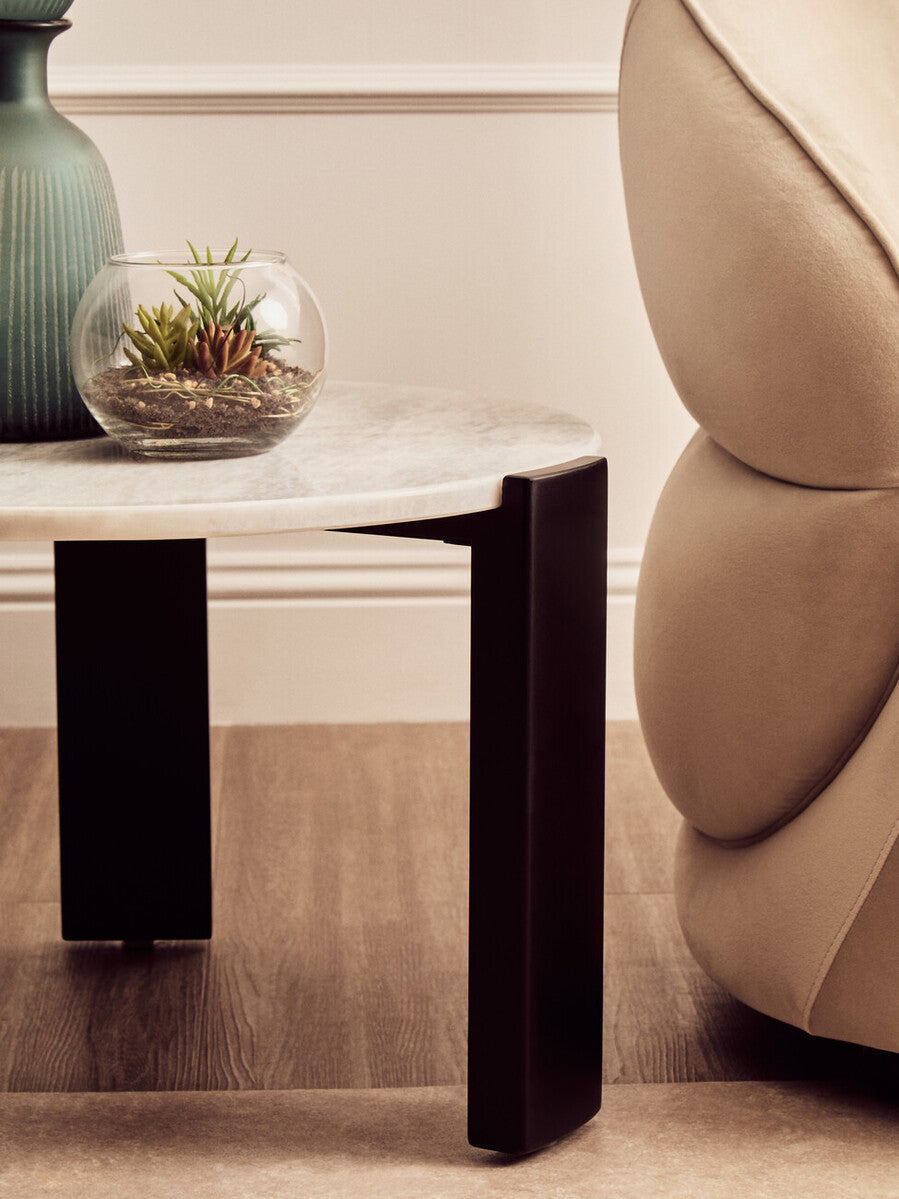 Palermo Round White Marble Top Small Coffee Table