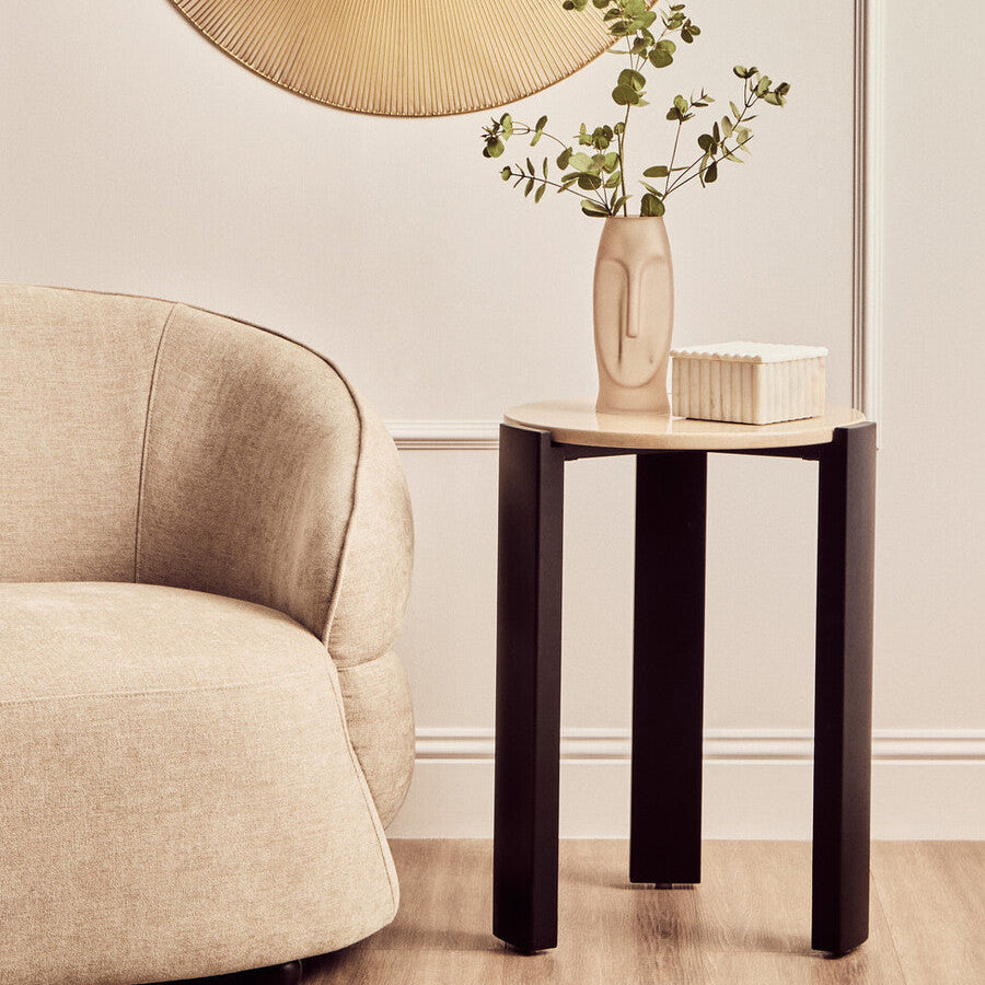 Palermo Cream Marble Top Round Side Table