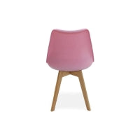 5PCs Dining Set - an Oak Halo Dining Table & Set of 4 Pink Lorenzo Tulip chairs with Padded Seat