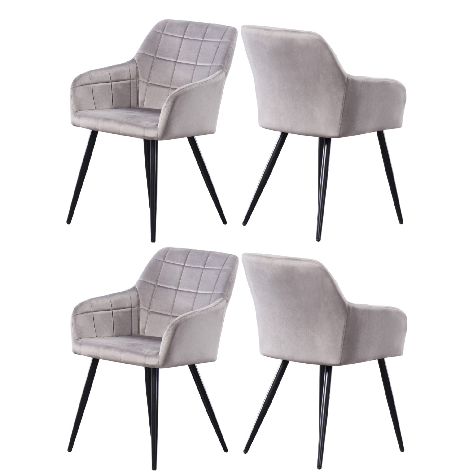 Camden Cosmo LUX Dining Set, a Table and Chairs Set of 4, Black/Dark Grey