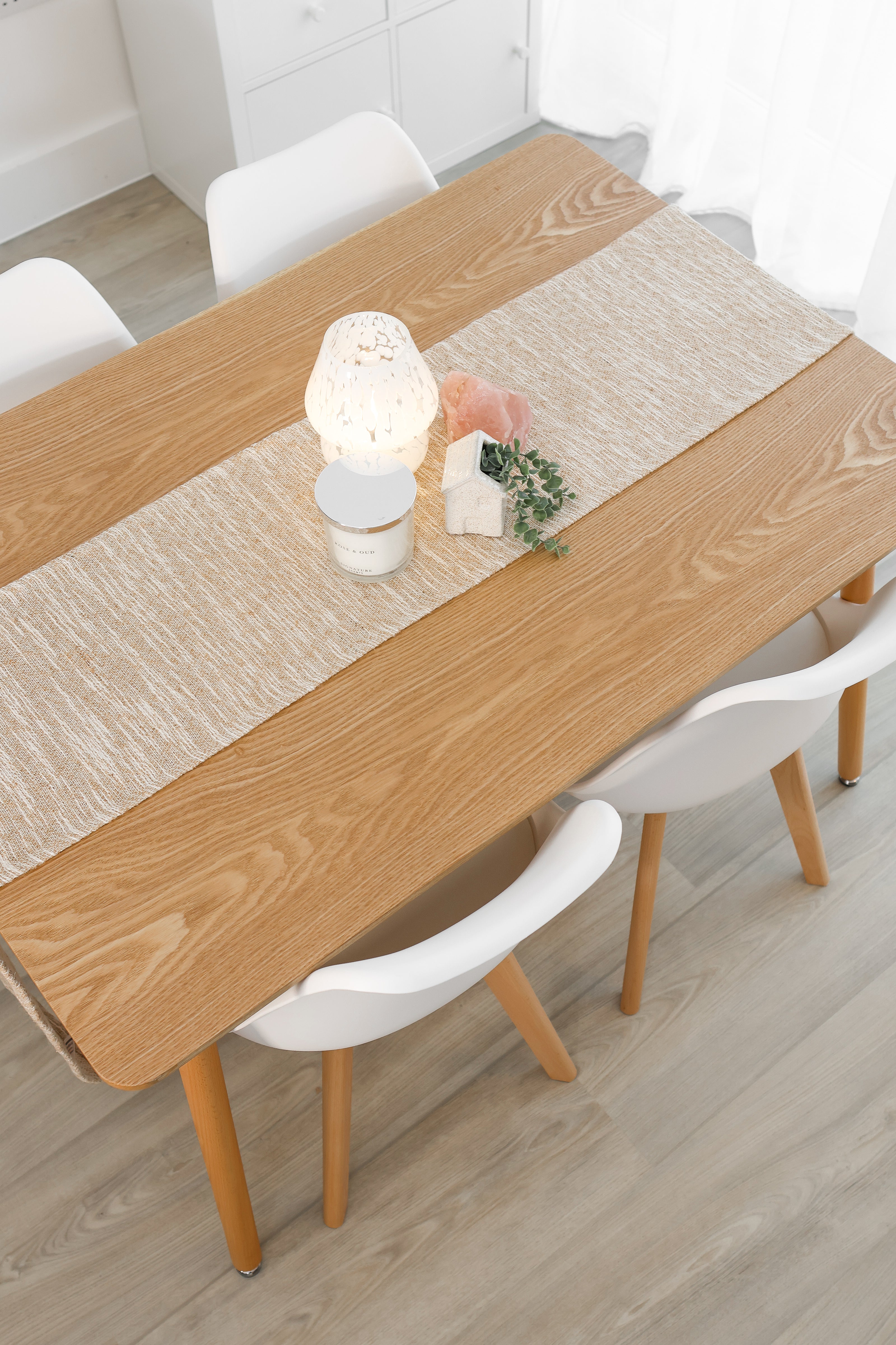 5-Piece Halo Dining Set (Oak Table + 4 Jamie Lorenzo Tulip Chairs) - PN Home