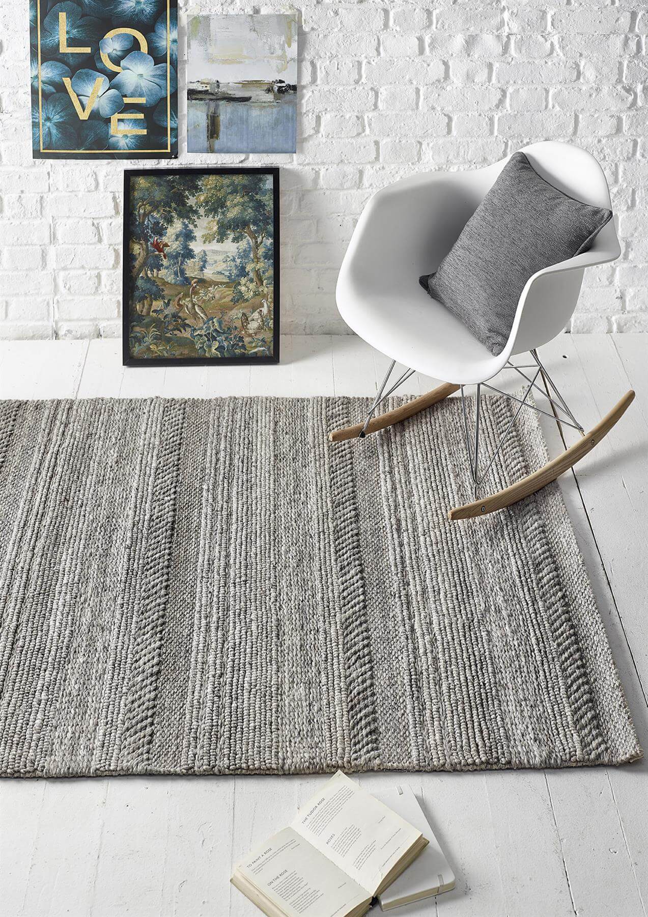 Chunky Natural/Grey Knitted Rug - PN Home