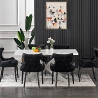 Oxford Duke LUXWhite  Dining Set with White Table and 6 Dining Chairs