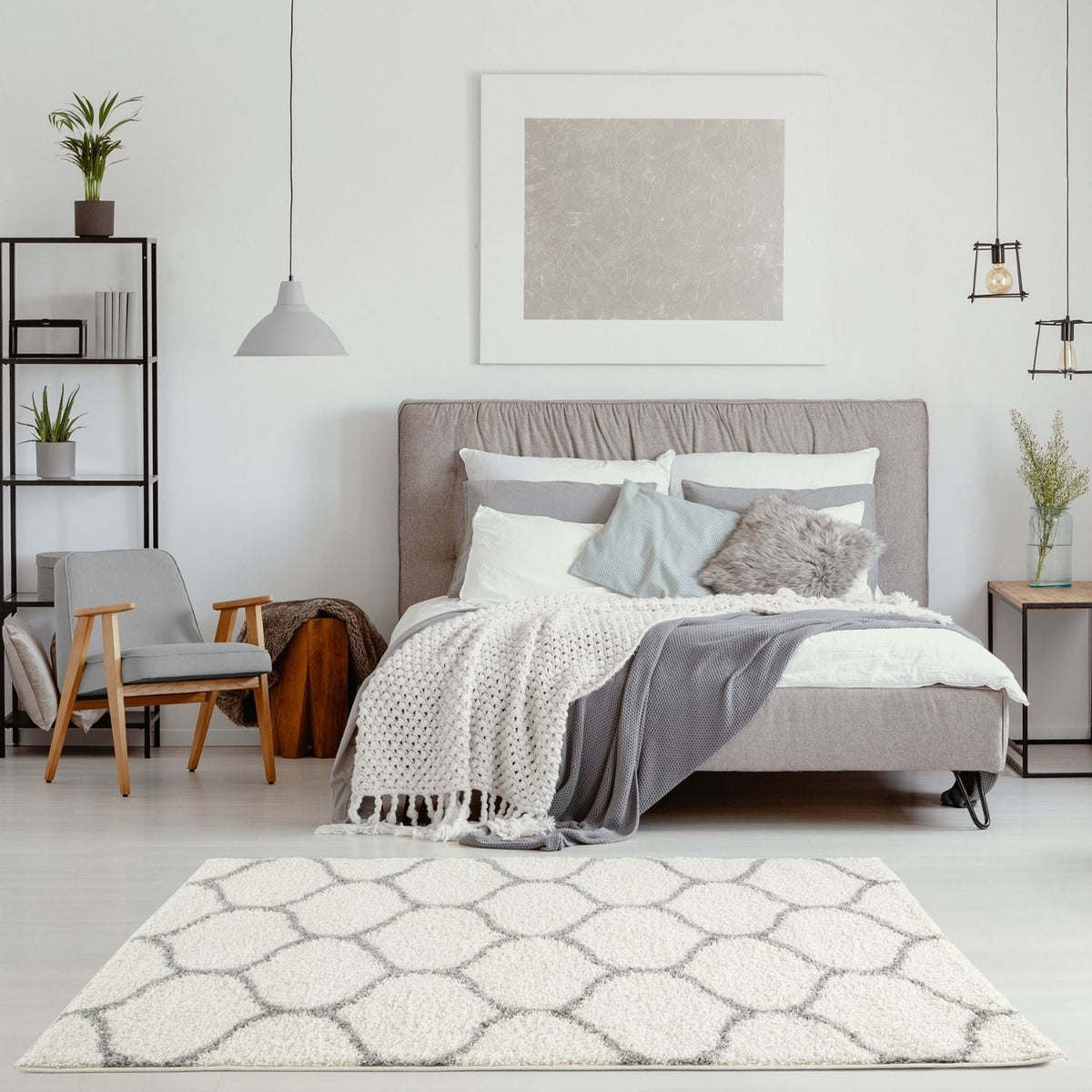 Moroccan Ivory Shaggy Rug | 600