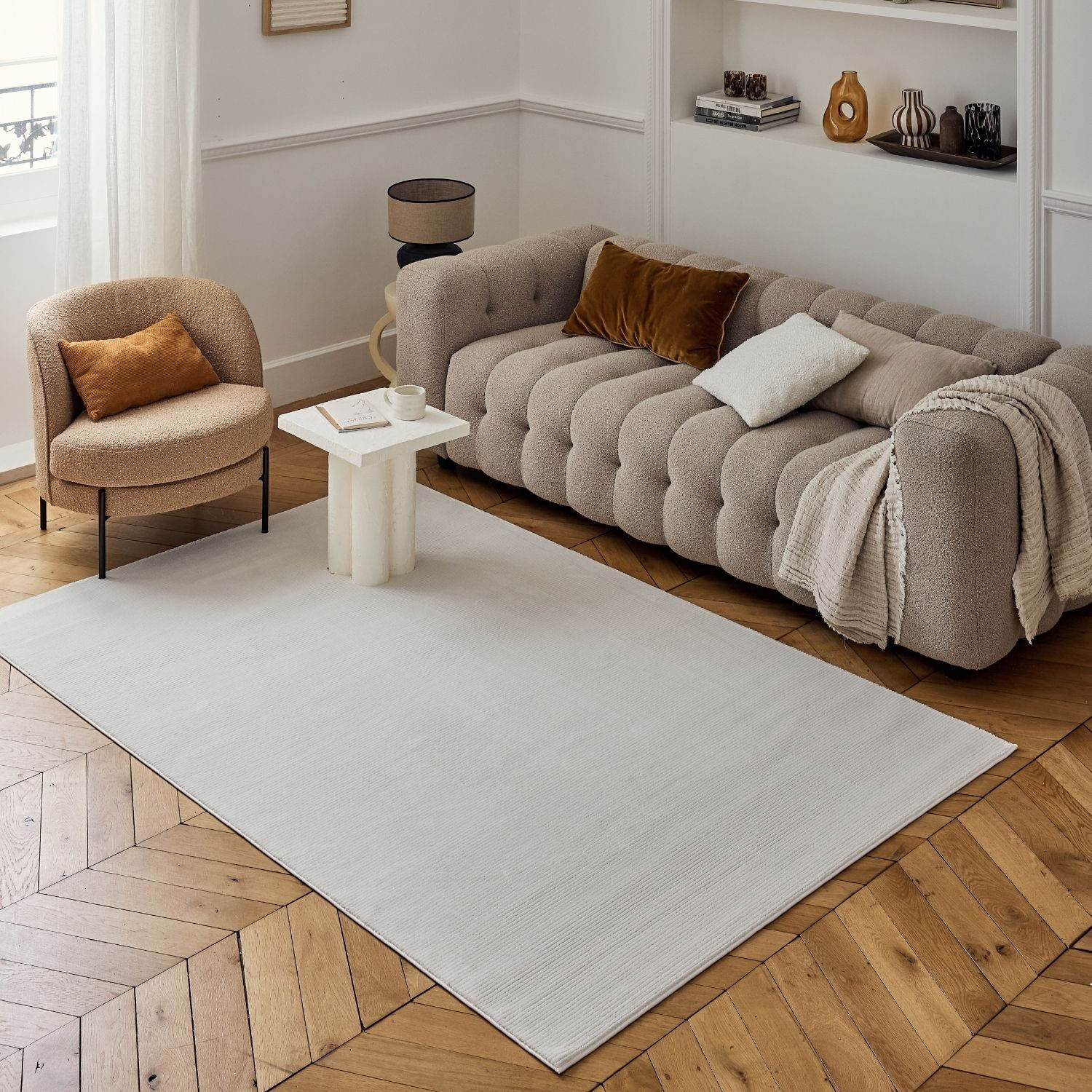 Carmel Cream Striped Rug | 6010 - PN Home