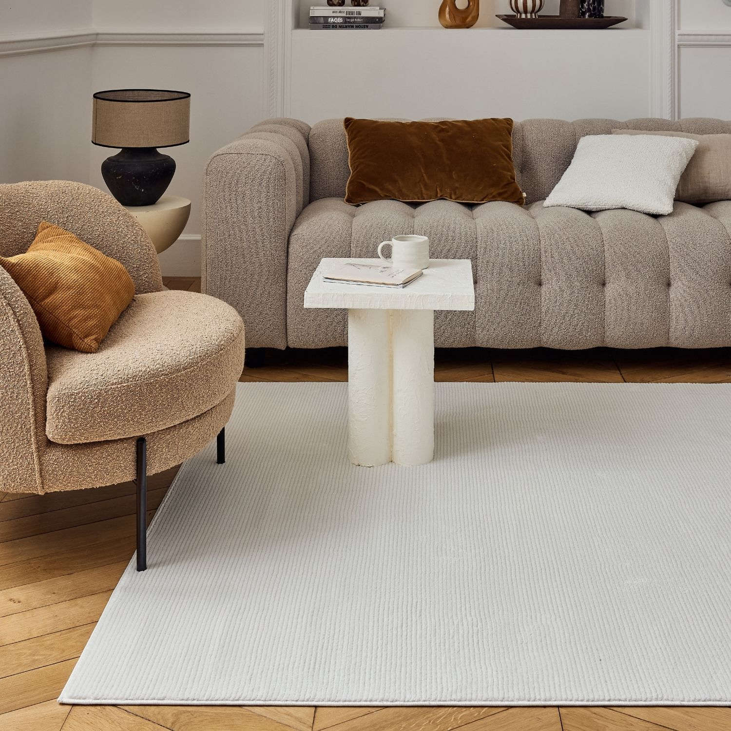 Carmel Cream Striped Rug | 6010 - PN Home