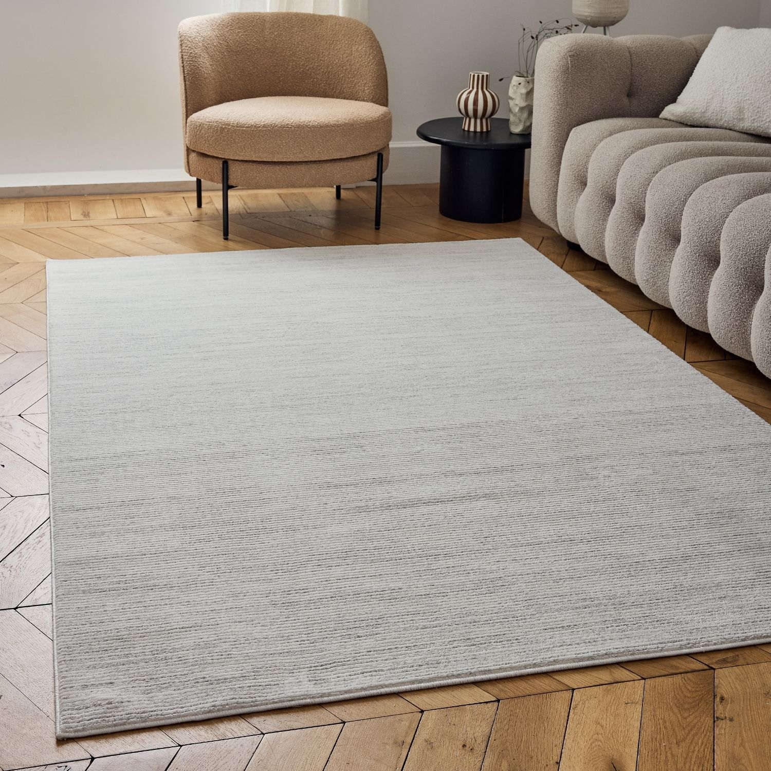 Carmel Cream-Grey Striped Rug | 6010 - PN Home
