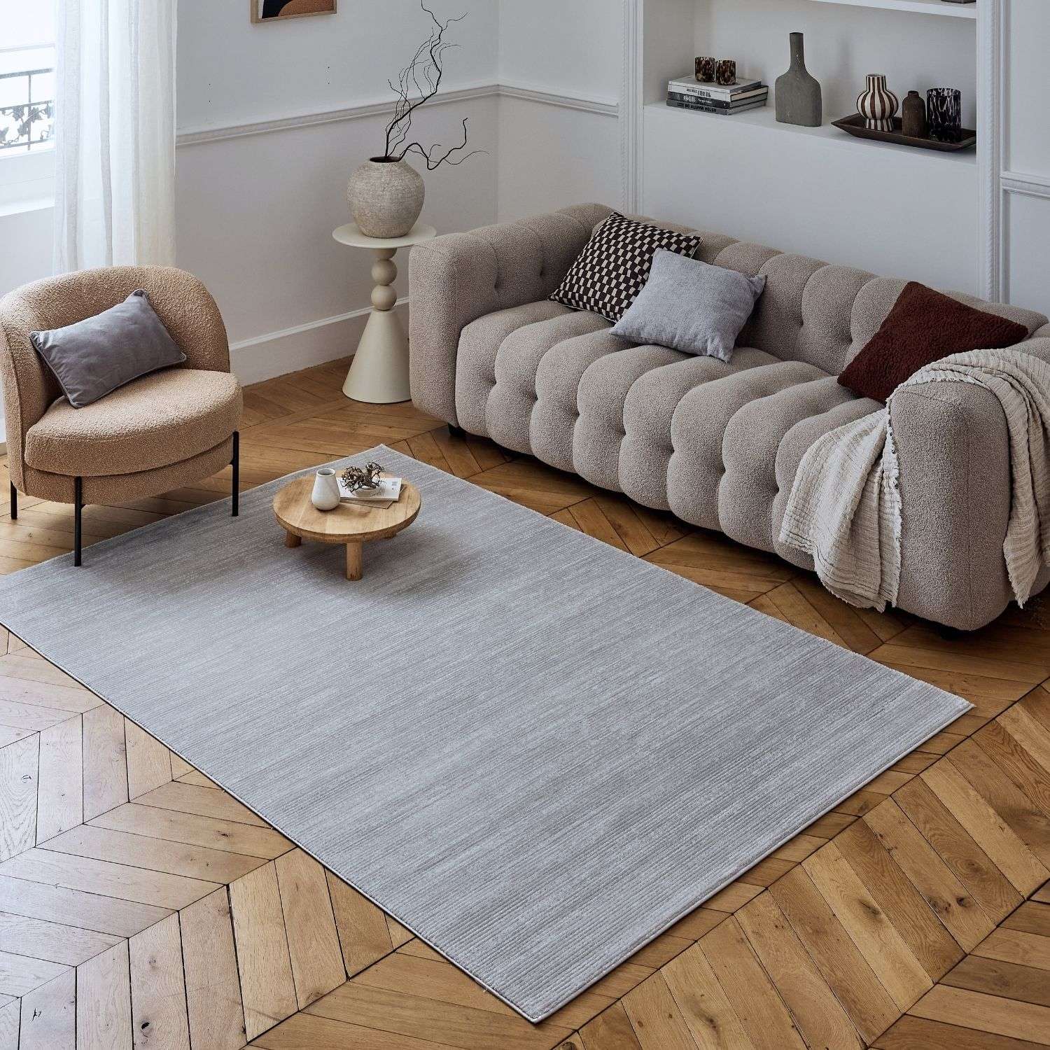 Carmel Grey-Cream Striped Rug | 6020 - PN Home