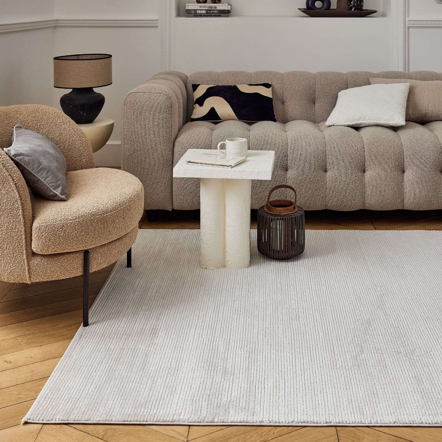 Carmel Beige-Cream Striped Rug | 6020 - PN Home
