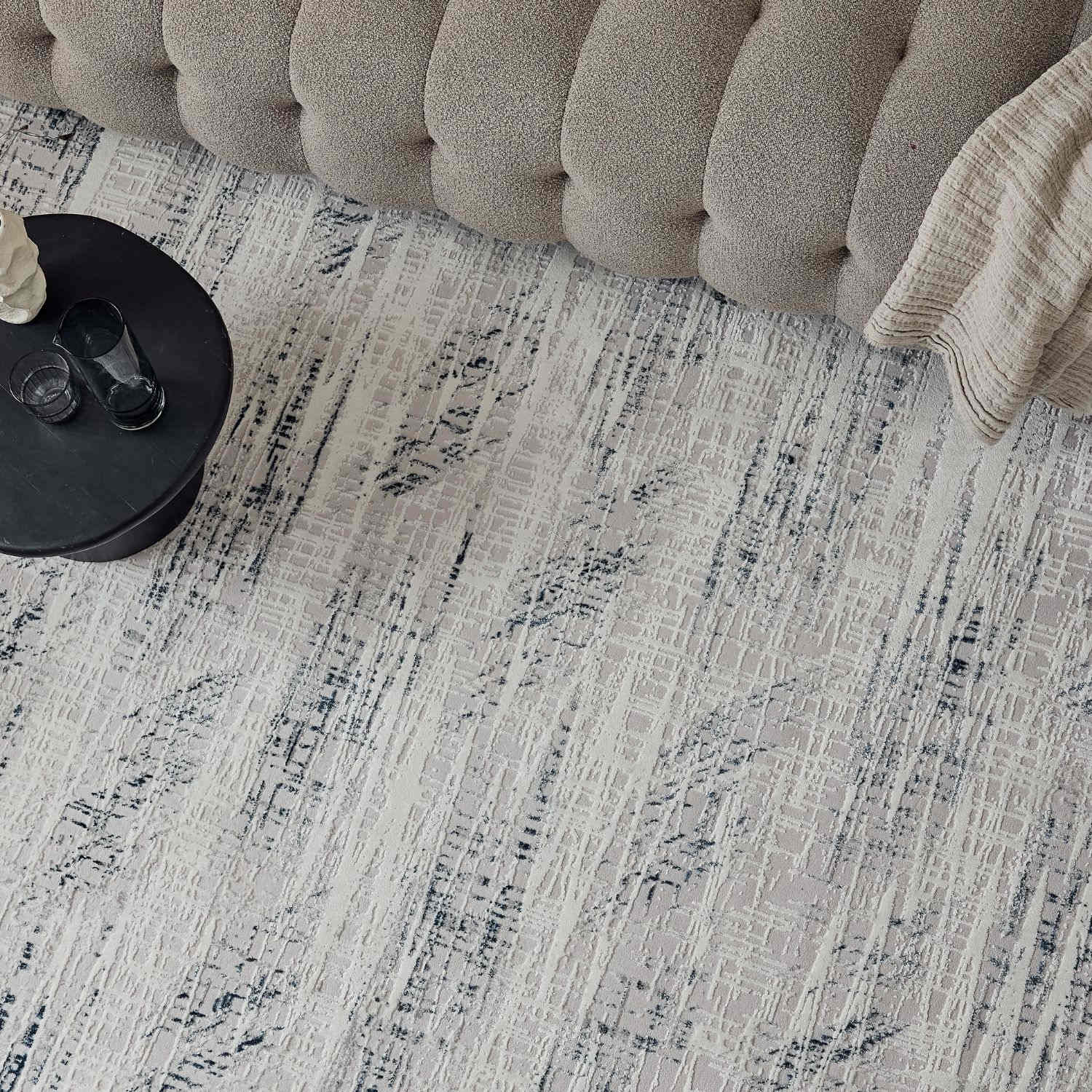 Carmel Cream-Blue Abstract Rug | 6030 - PN Home