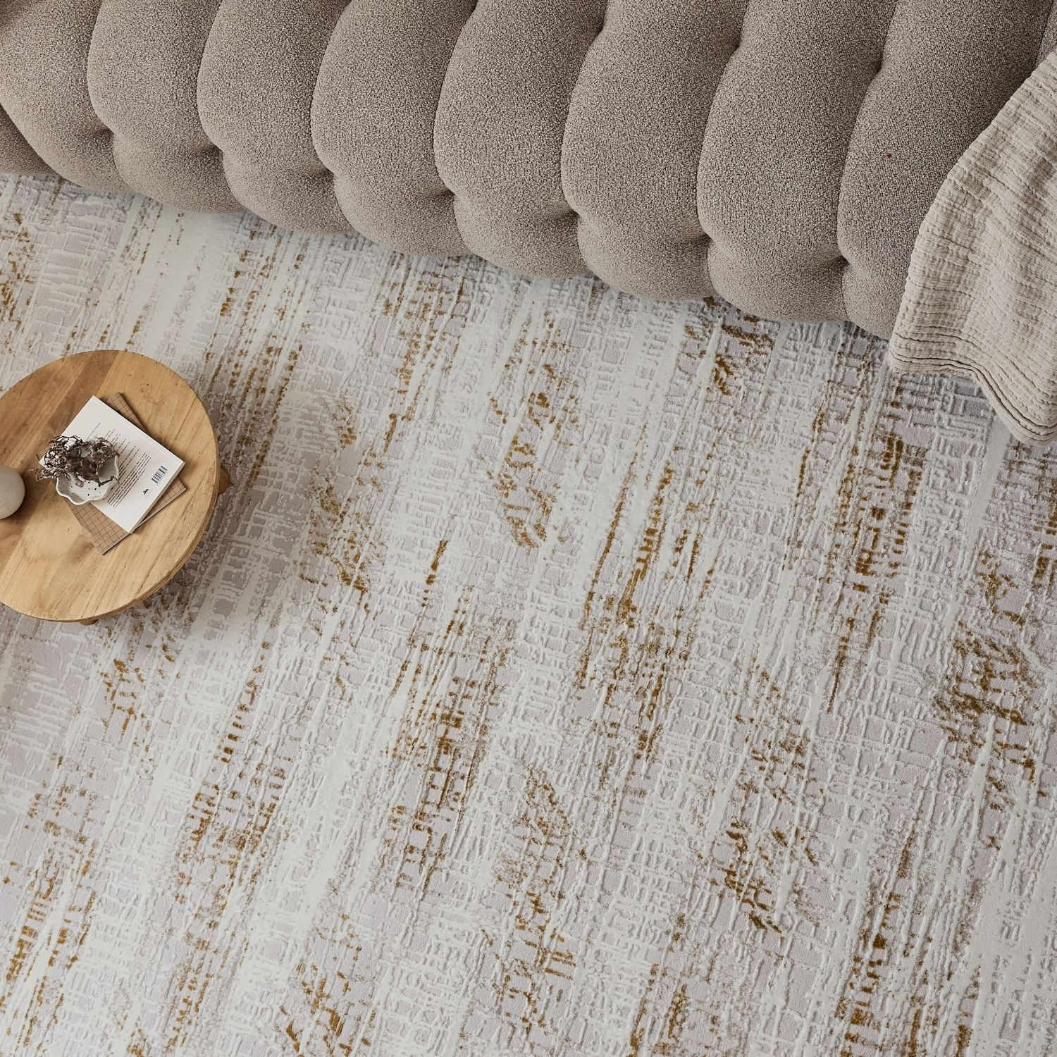 Carmel Cream-Gold Abstract Rug | 6030 - PN Home