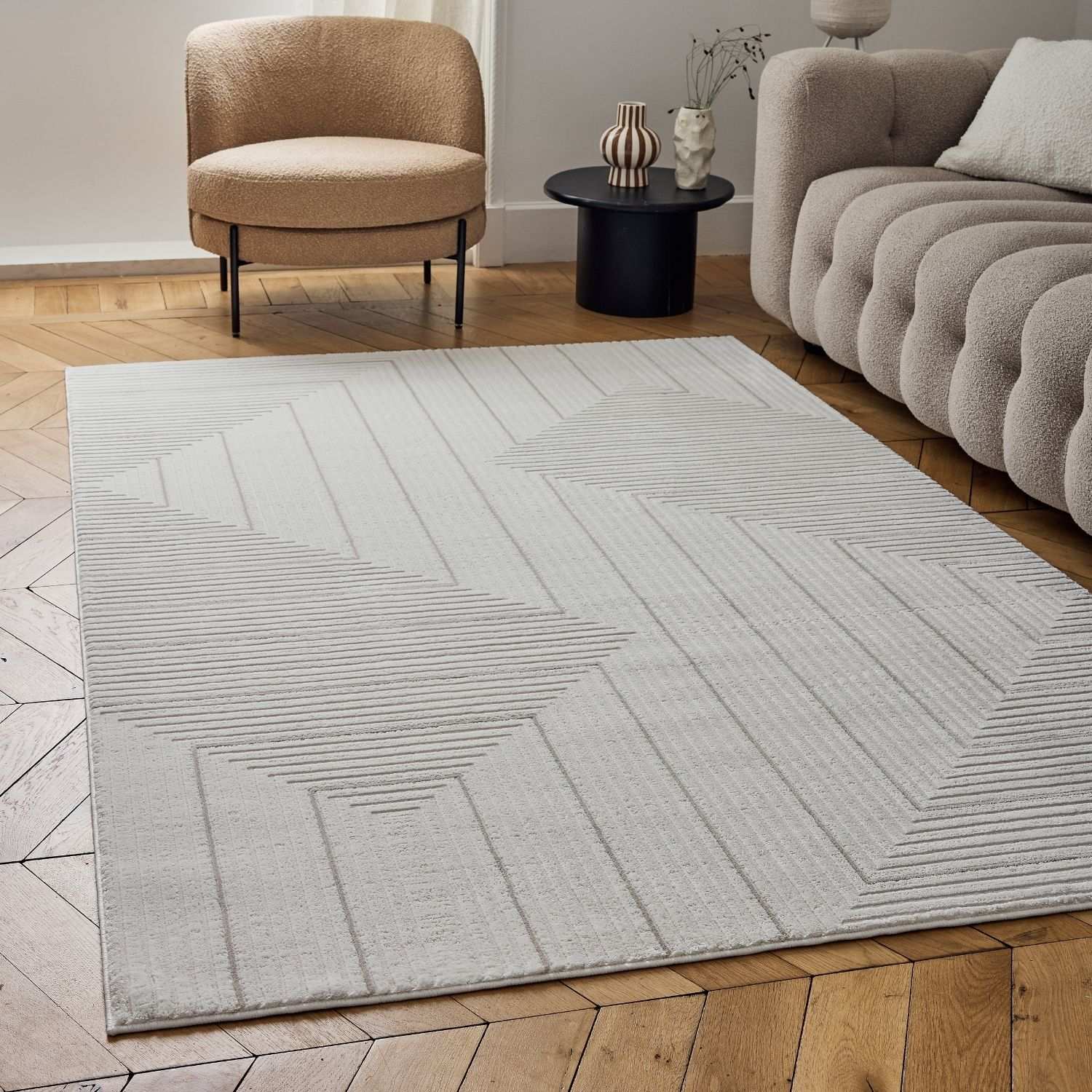 Carmel Cream-Beige Geometric Rug | 6040 - PN Home