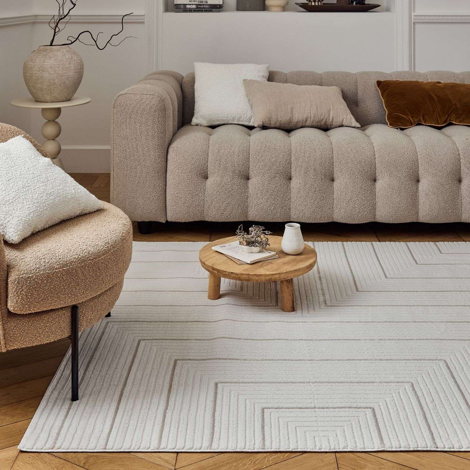 Carmel Cream-Beige Geometric Rug | 6040 - PN Home