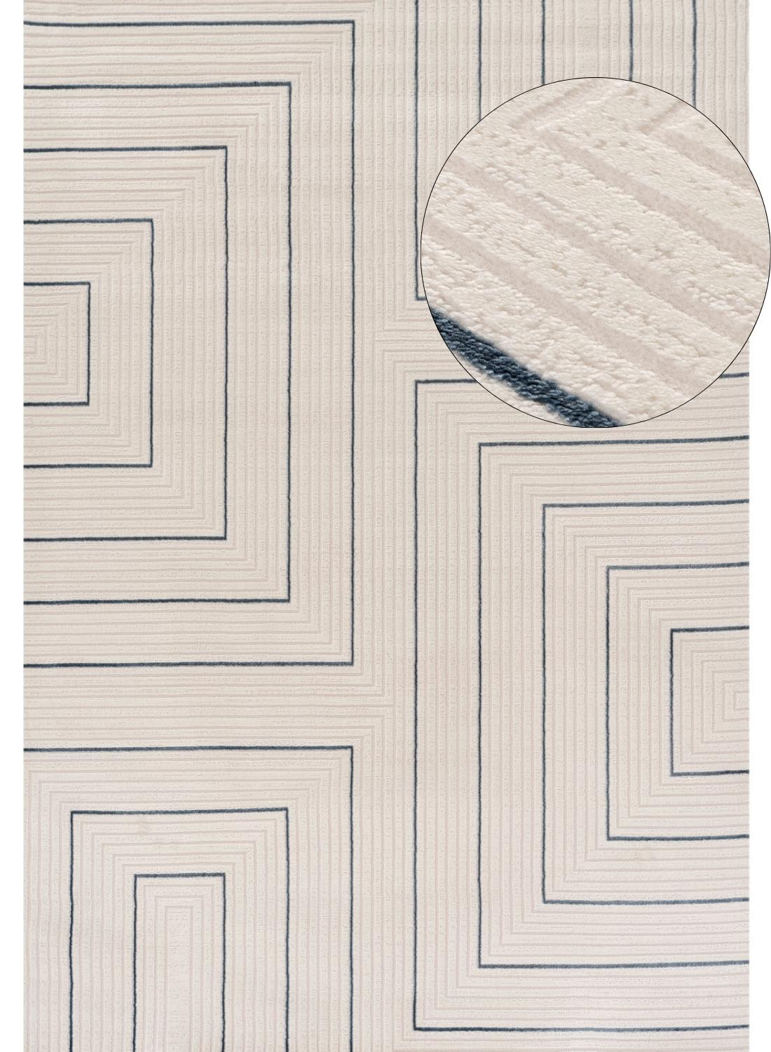 Carmel Cream-Blue Geometric Rug | 6040 - PN Home
