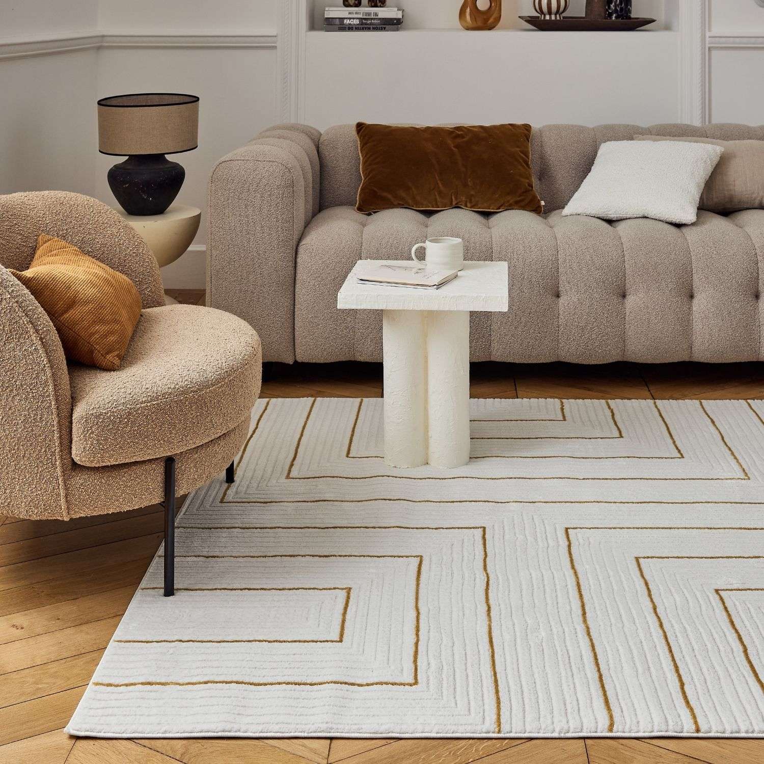 Carmel Cream-Gold Geometric Rug | 6040 - PN Home