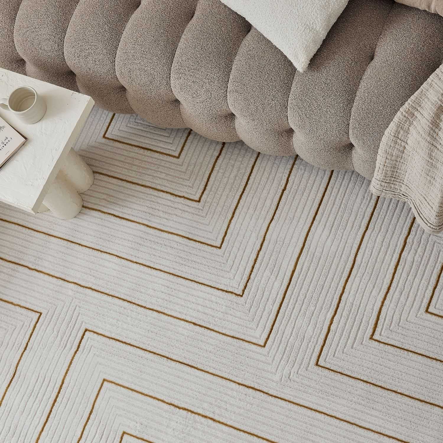 Carmel Cream-Gold Geometric Rug | 6040 - PN Home