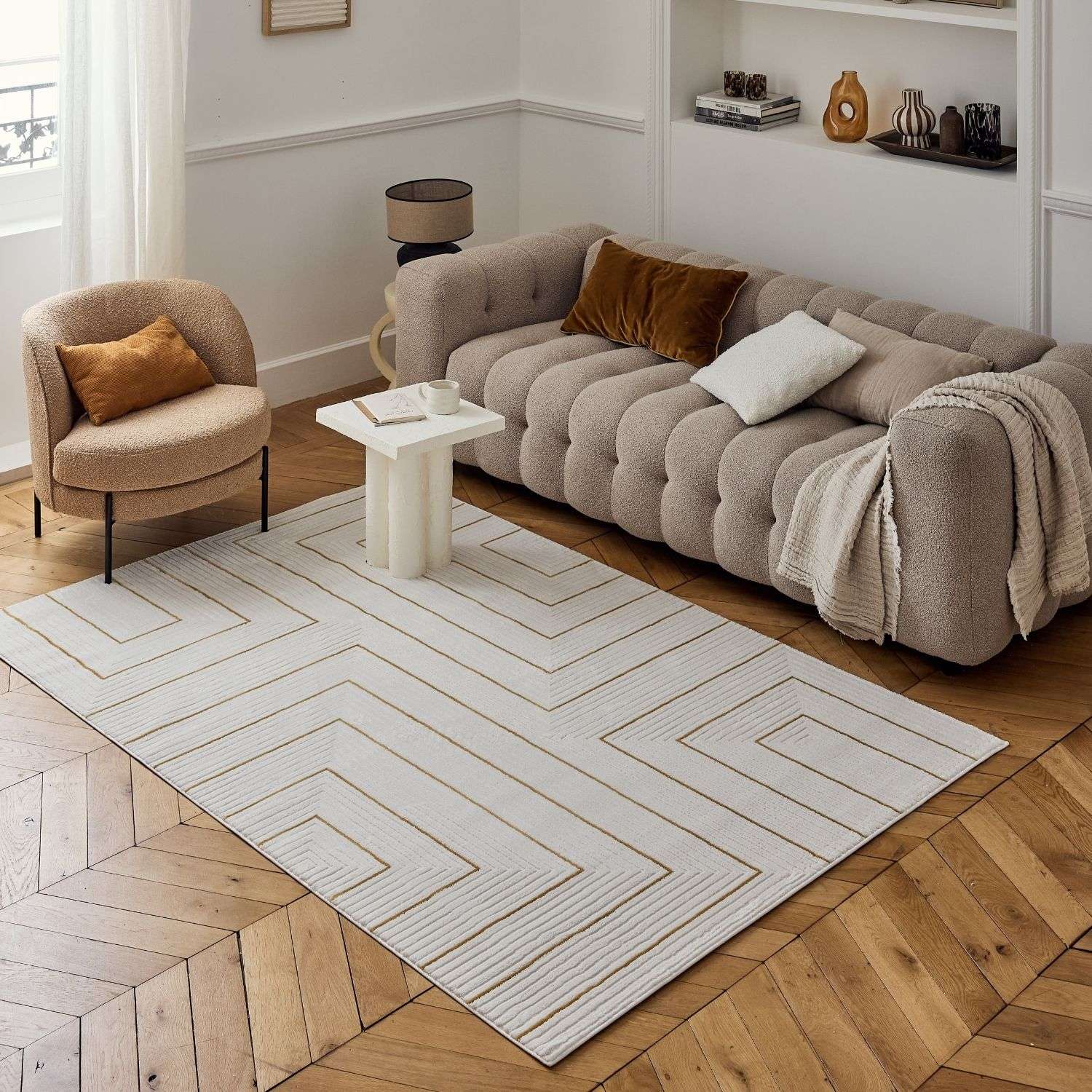 Carmel Cream-Gold Geometric Rug | 6040 - PN Home