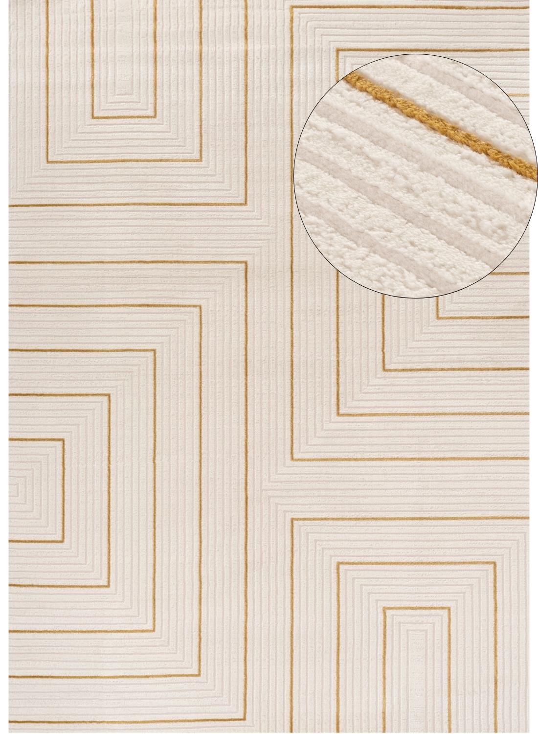 Carmel Cream-Gold Geometric Rug | 6040 - PN Home